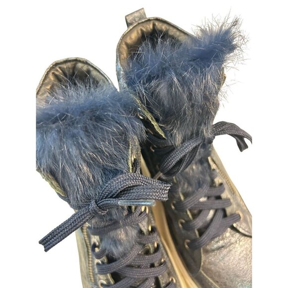 Andrea Pisani High-Top Faux Fur Sneakers Boots With Side Zippers & Laces 39 US 9 - Picture 4 of 6